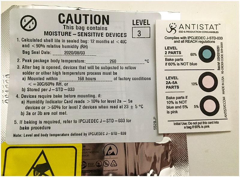 moisture sensitive indication